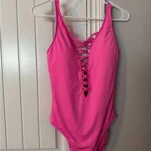 EUC Lilly Pulitzer Vibrant Pink One-Piece Swimsuit size 8
